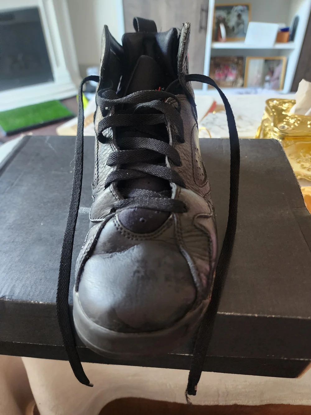 Jordan Kids Black High-Top Sneakers with Pink Accent